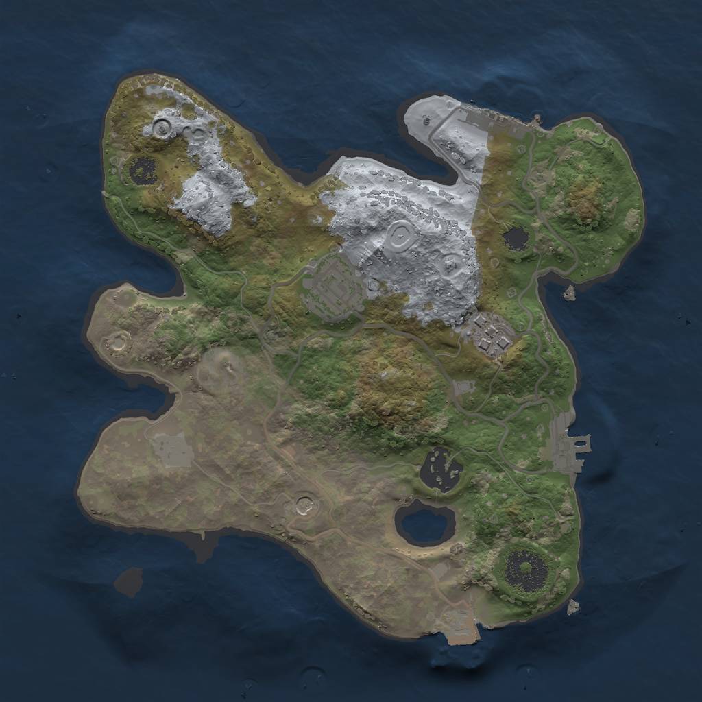 Rust Map: Procedural Map, Size: 2500, Seed: 349099485, 9 Monuments