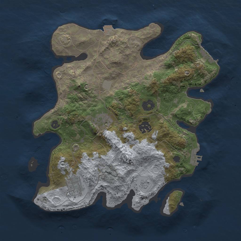 Rust Map: Procedural Map, Size: 3000, Seed: 75504391, 10 Monuments