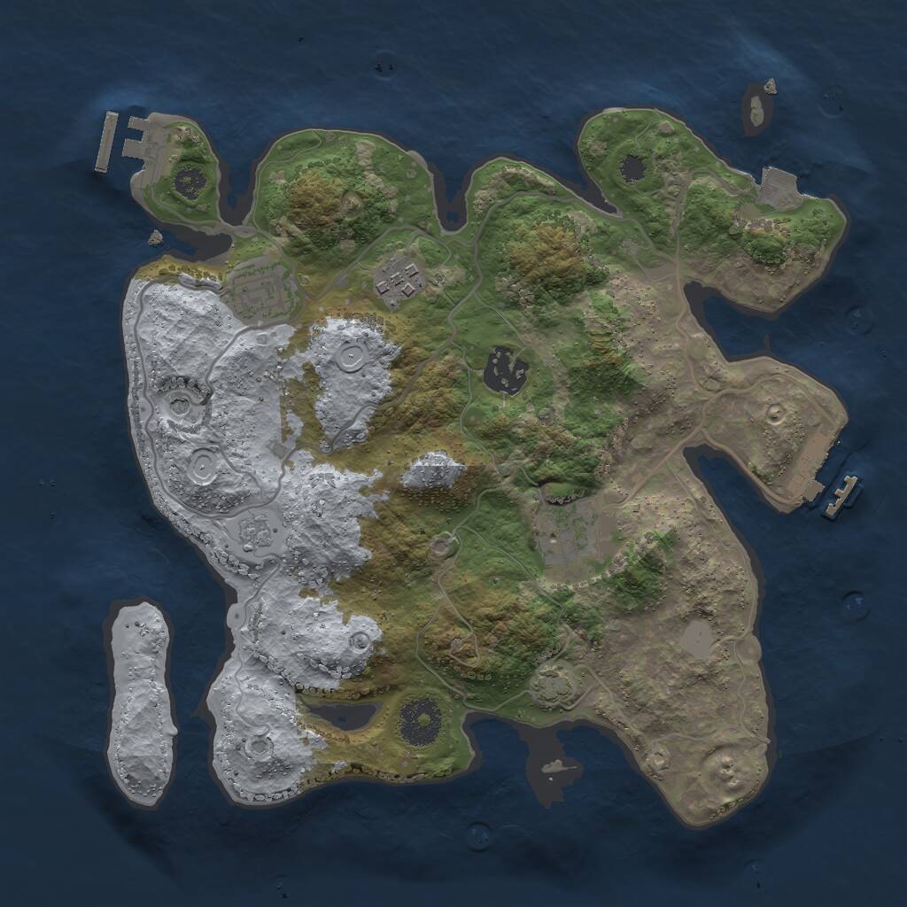 Rust Map: Procedural Map, Size: 3000, Seed: 4539720, 10 Monuments