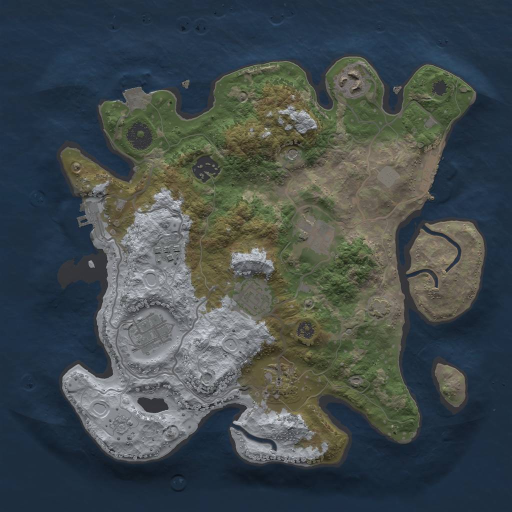 Rust Map: Procedural Map, Size: 3000, Seed: 68998, 15 Monuments