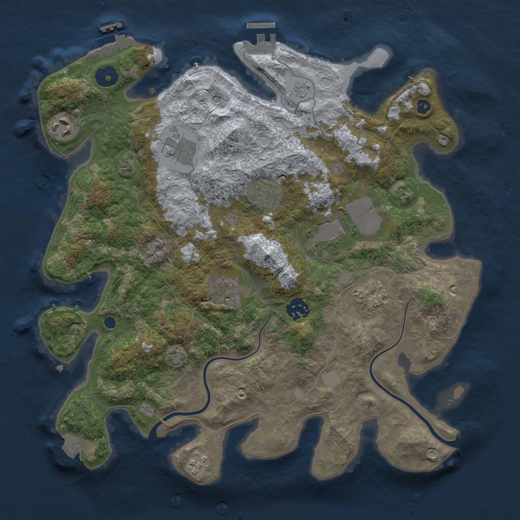 Rust Map: Procedural Map, Size: 3600, Seed: 12805, 14 Monuments