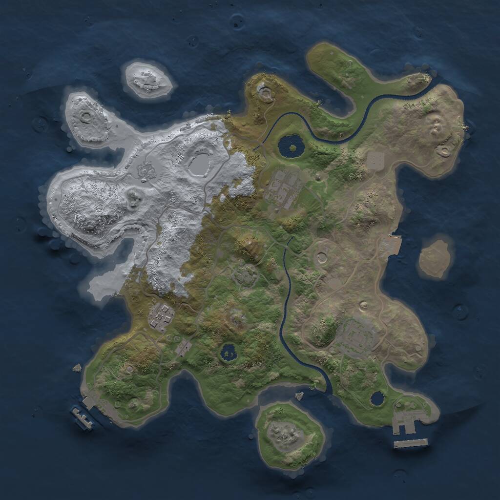 Rust Map: Procedural Map, Size: 3000, Seed: 829473612, 9 Monuments