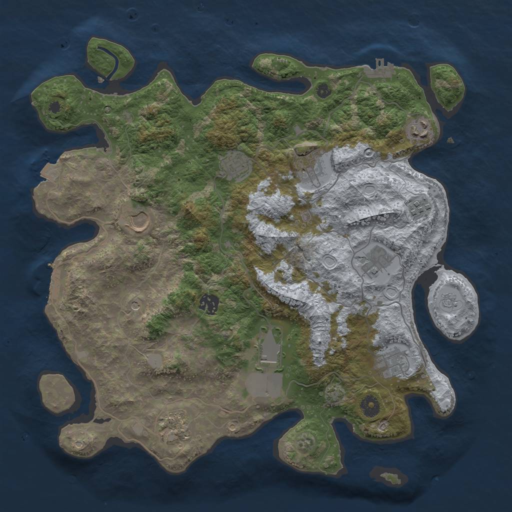 Rust Map: Procedural Map, Size: 3750, Seed: 1324040323, 18 Monuments