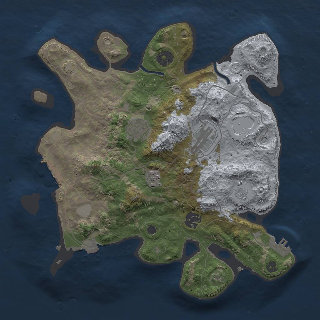 Rust Map: Procedural Map, Size: 3000, Seed: 28923, 12 Monuments