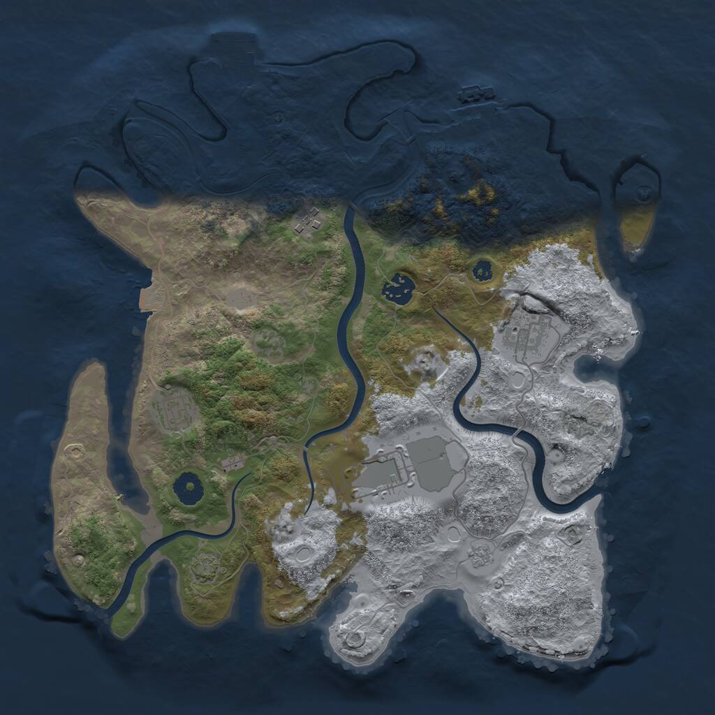 Rust Map: Procedural Map, Size: 3500, Seed: 13604203, 10 Monuments