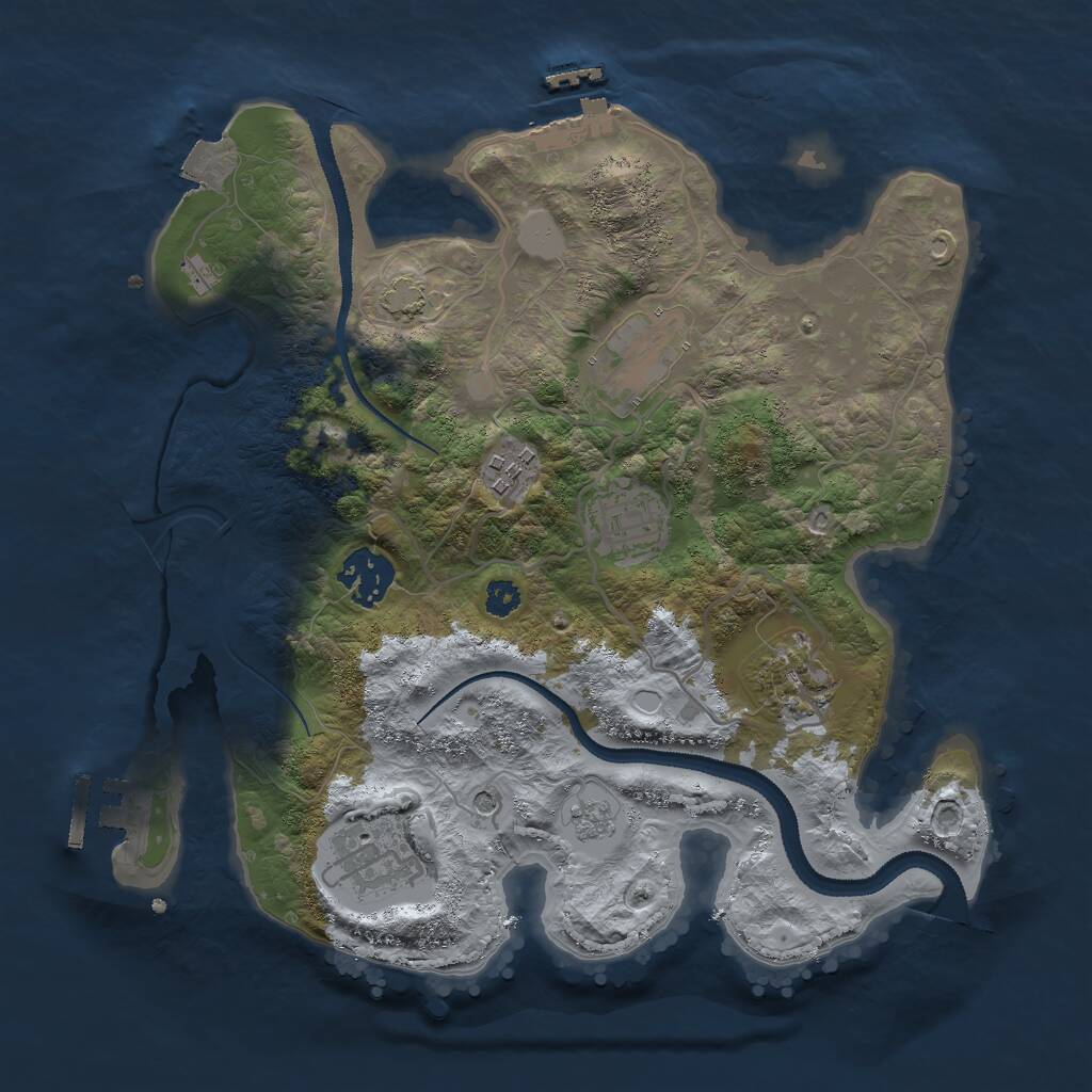 Rust Map: Procedural Map, Size: 3000, Seed: 1089925988, 12 Monuments