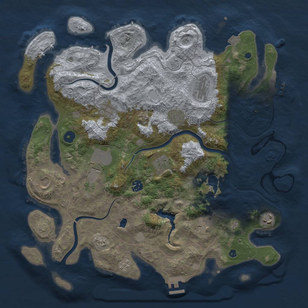 Rust Map: Procedural Map, Size: 4000, Seed: 798654321, 16 Monuments