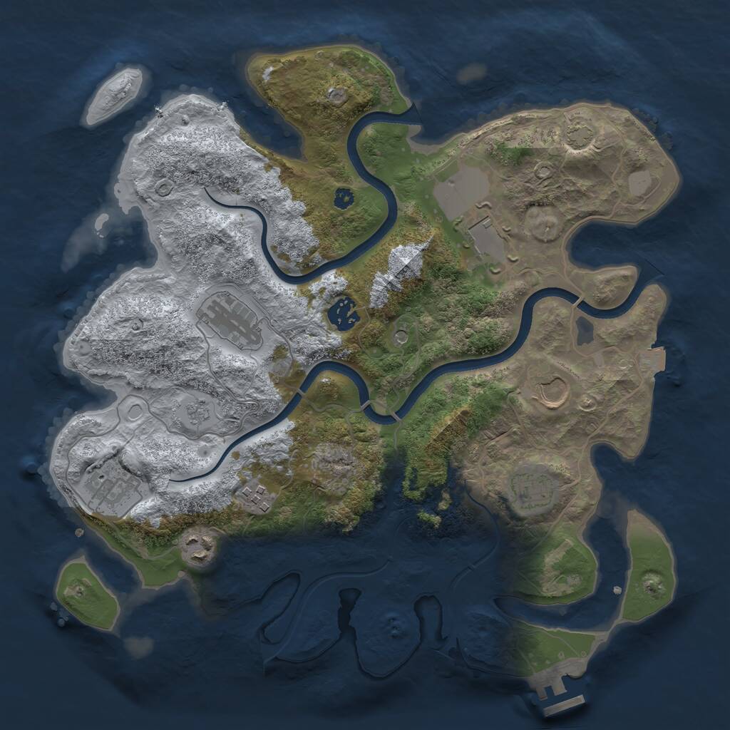 Rust Map: Procedural Map, Size: 3500, Seed: 104372992, 13 Monuments