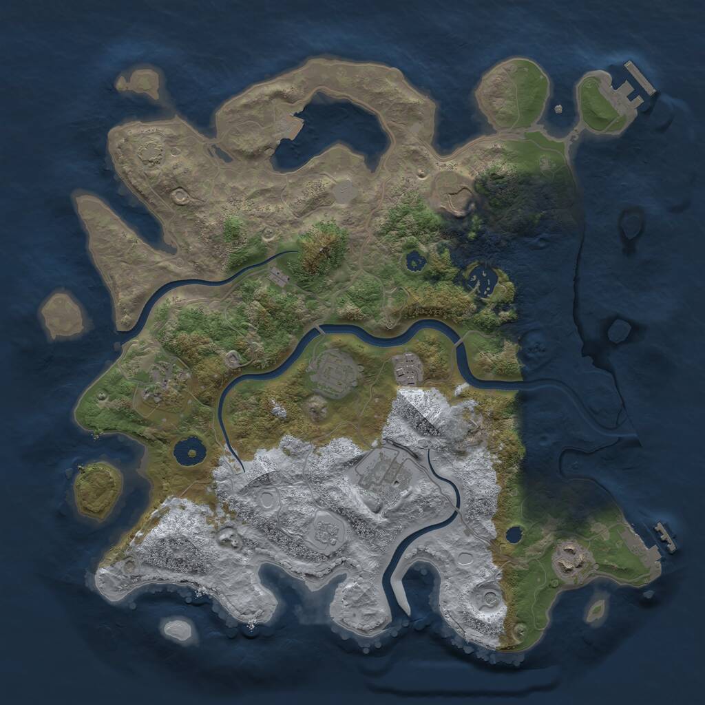 Rust Map: Procedural Map, Size: 3500, Seed: 45342, 13 Monuments