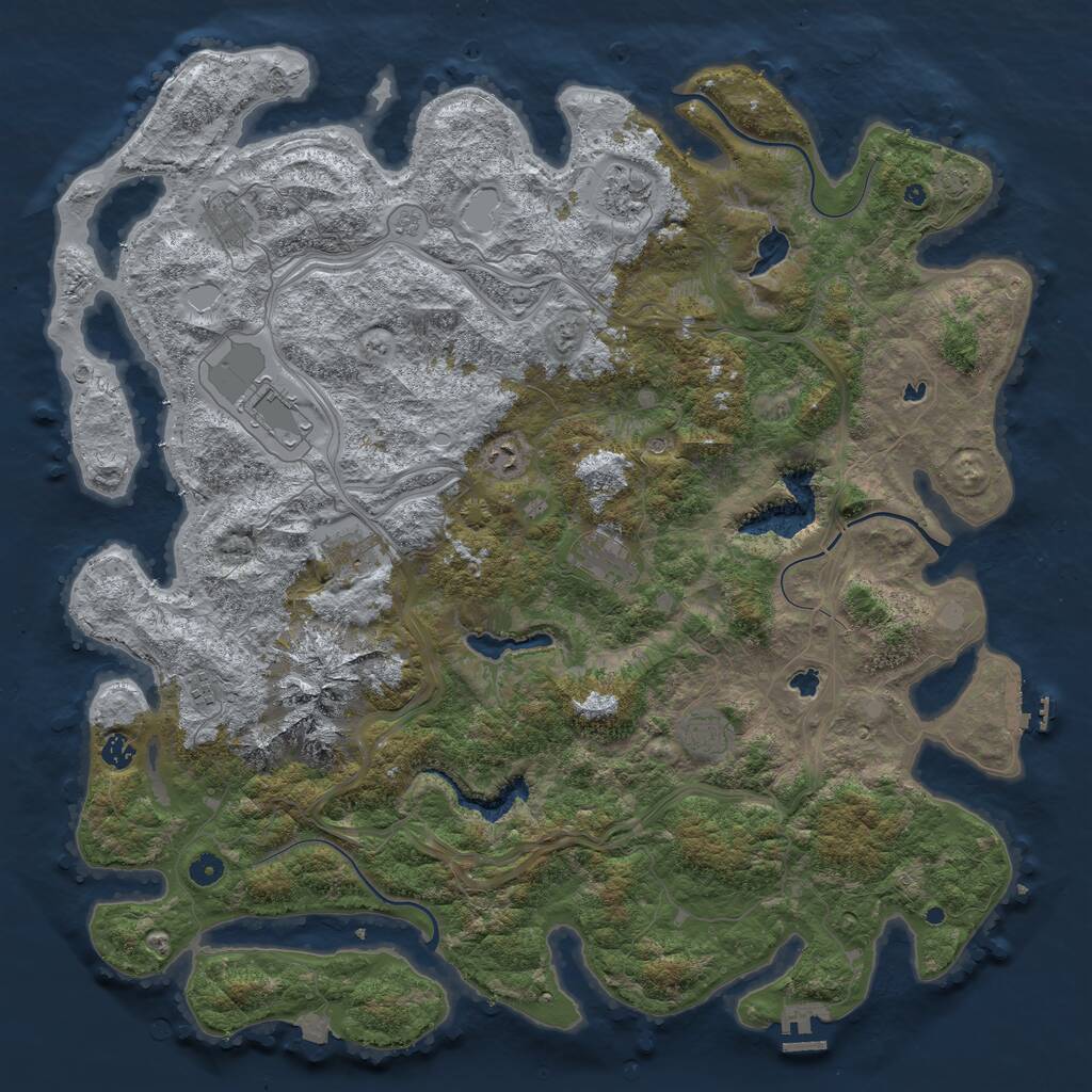 Rust Map: Procedural Map, Size: 5000, Seed: 345634534, 15 Monuments
