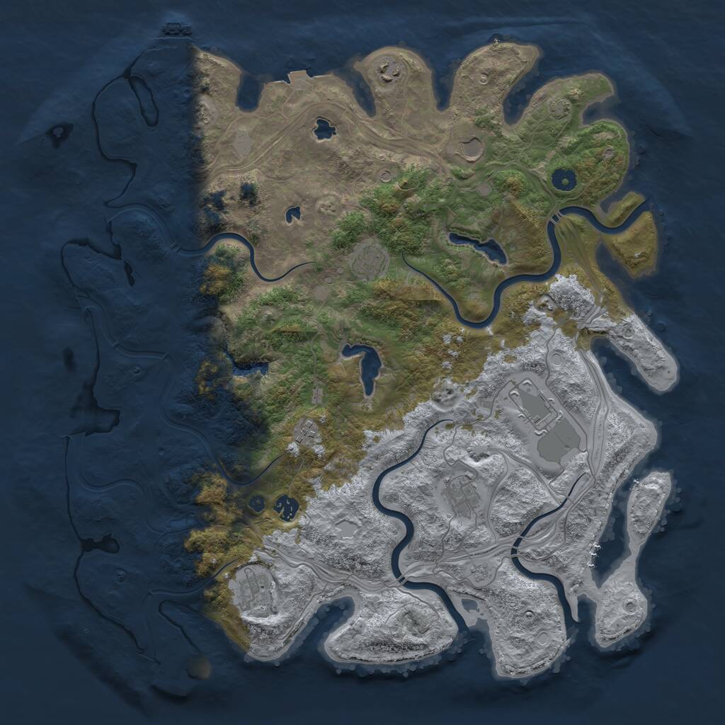 Rust Map: Procedural Map, Size: 4500, Seed: 1663060587, 14 Monuments