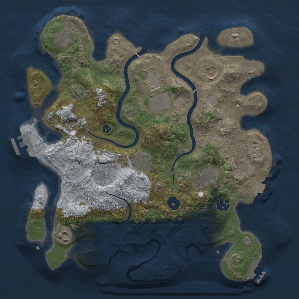 Rust Map: Procedural Map, Size: 3500, Seed: 1348613185, 15 Monuments