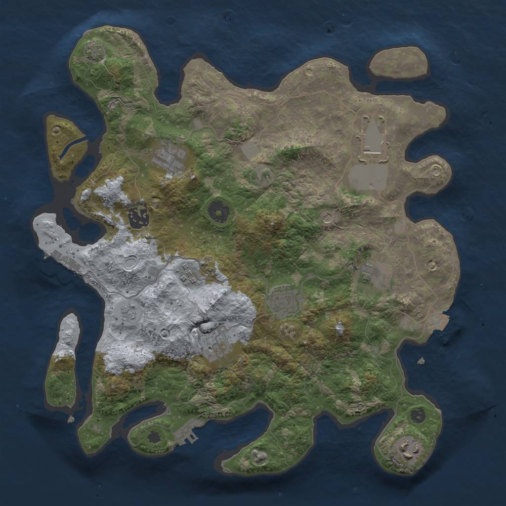 Rust Map: Procedural Map, Size: 3500, Seed: 1348613185, 16 Monuments