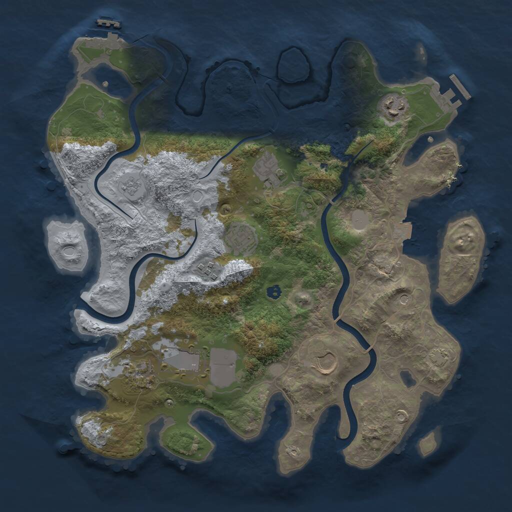 Rust Map: Procedural Map, Size: 3500, Seed: 1886303320, 13 Monuments