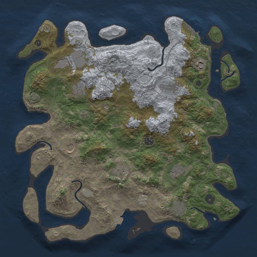 Rust Map: Procedural Map, Size: 4000, Seed: 2375727, 17 Monuments