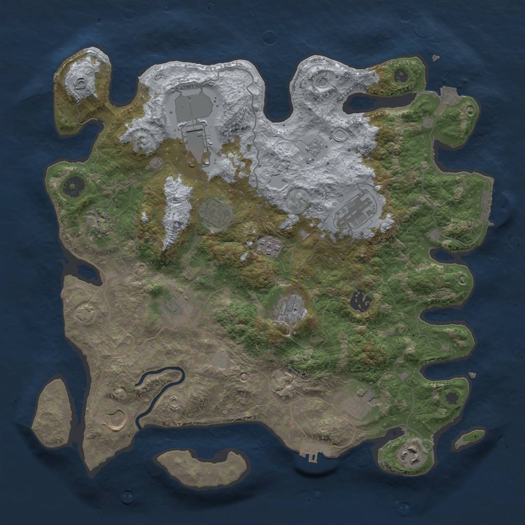 Rust Map: Procedural Map, Size: 3750, Seed: 1736576454, 19 Monuments