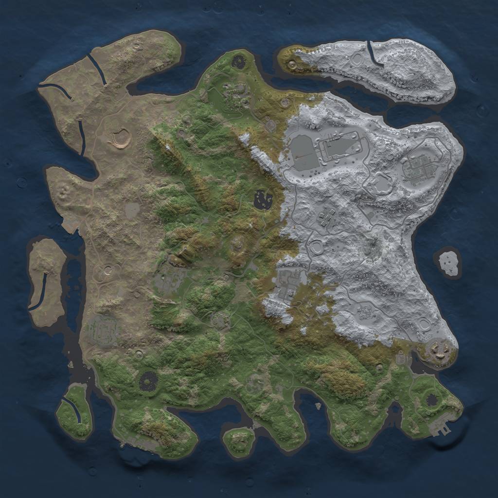 Rust Map: Procedural Map, Size: 3750, Seed: 37829047, 18 Monuments