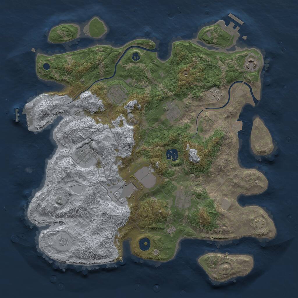 Rust Map: Procedural Map, Size: 3600, Seed: 9975106, 14 Monuments