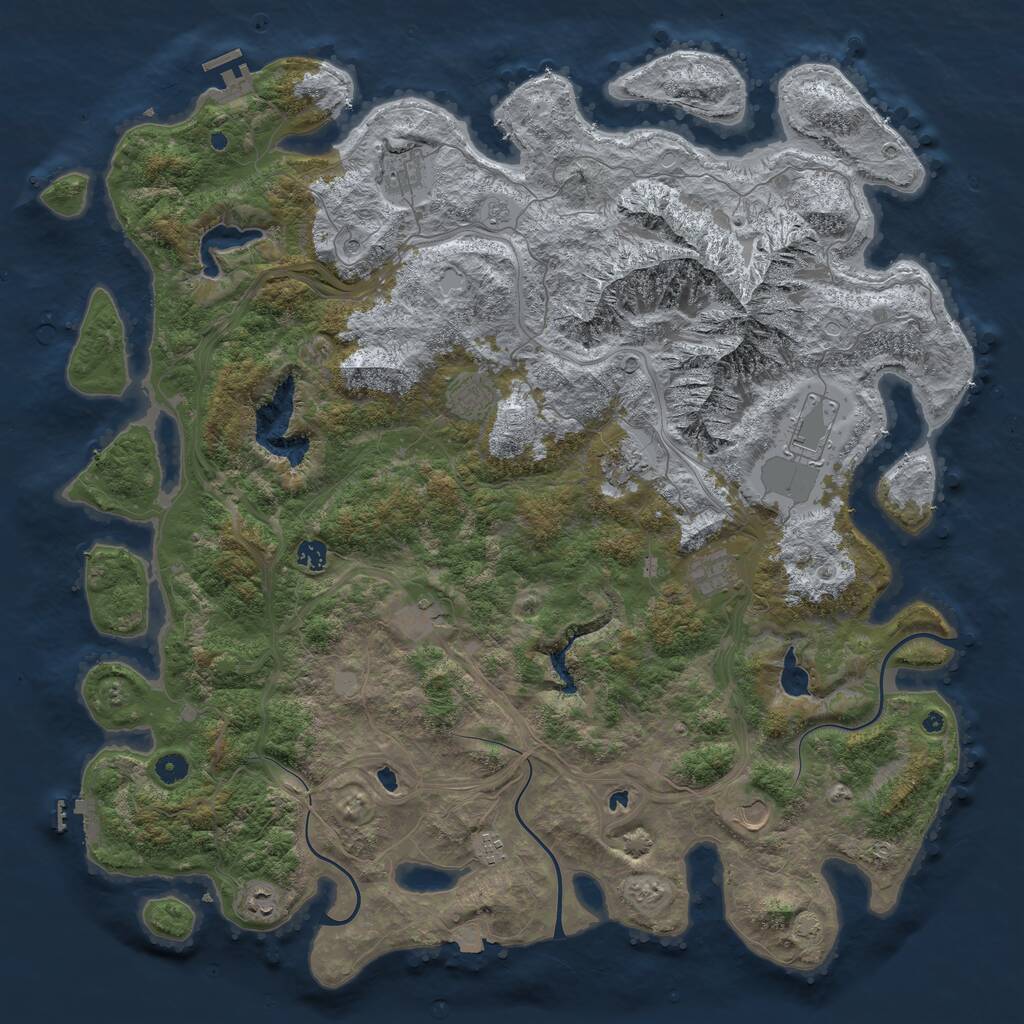 Rust Map: Procedural Map, Size: 5000, Seed: 842006, 16 Monuments