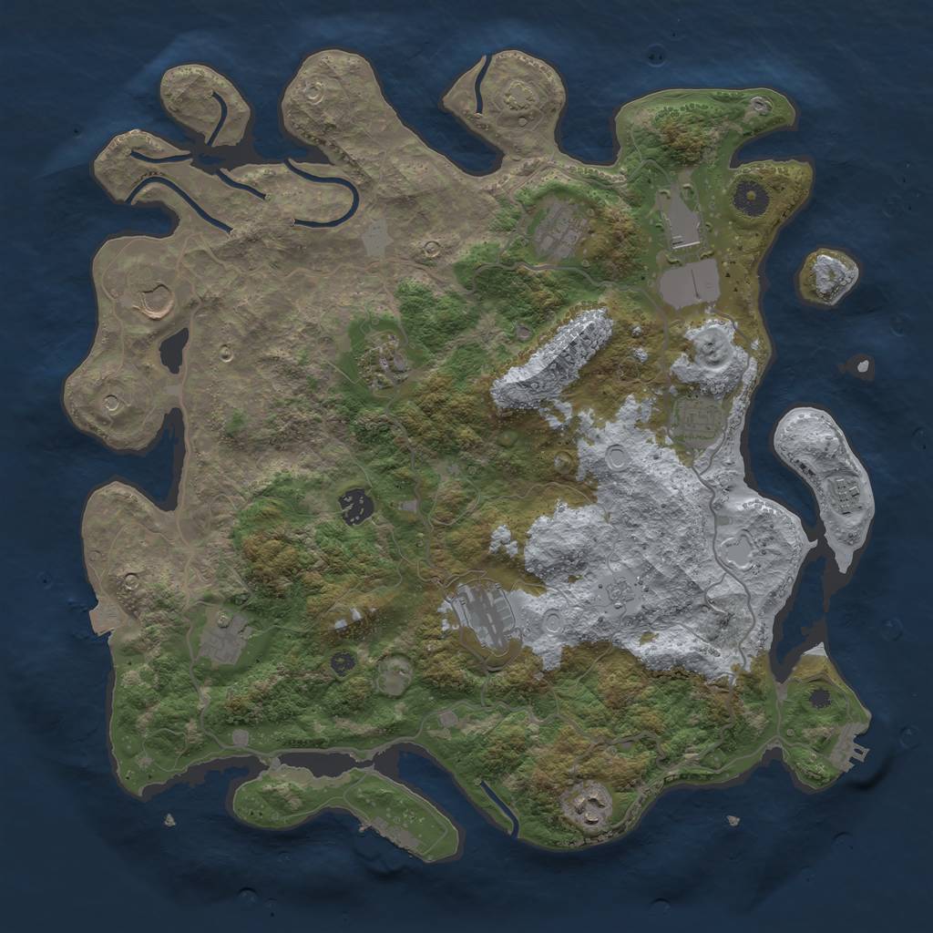 Rust Map: Procedural Map, Size: 4000, Seed: 88311, 18 Monuments