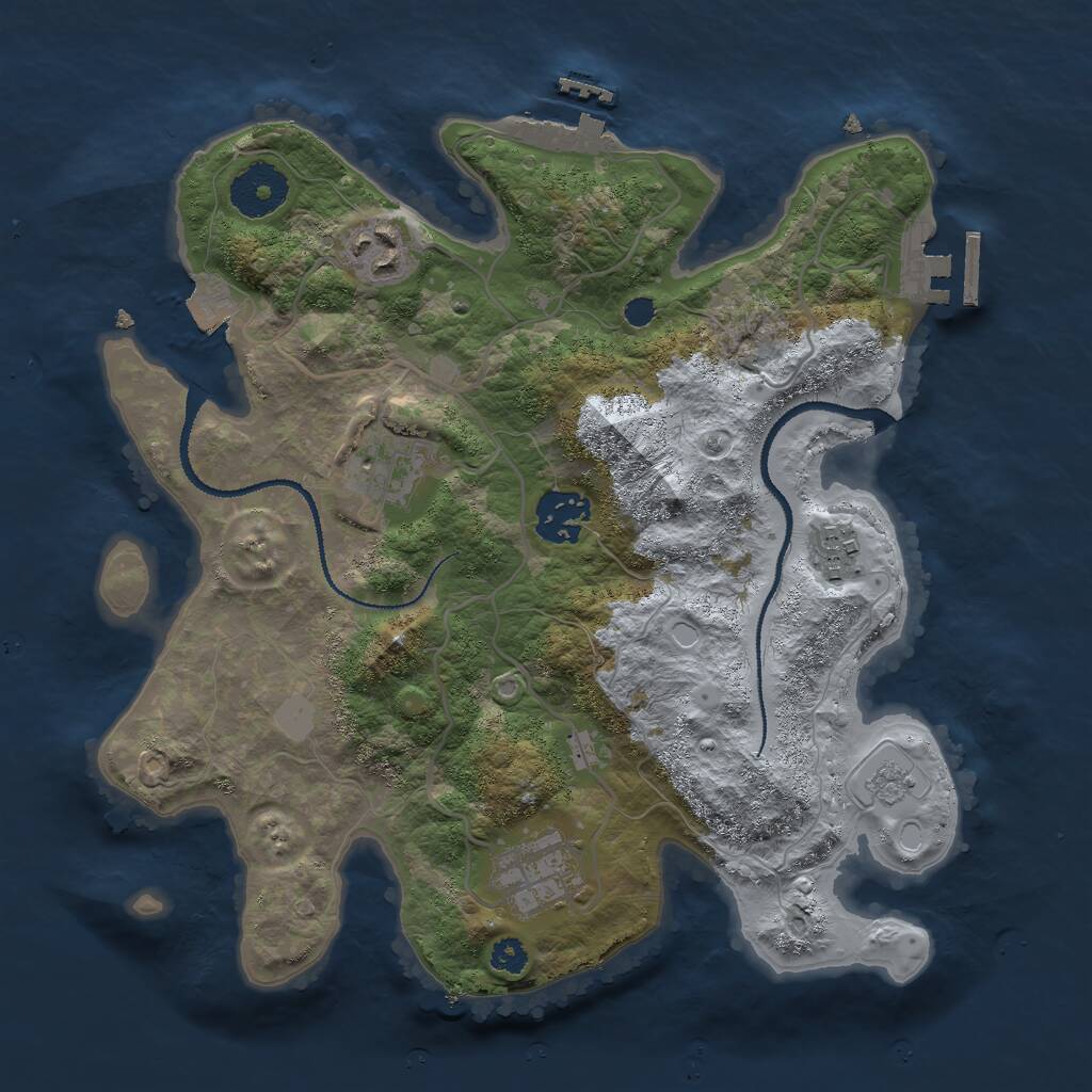 Rust Map: Procedural Map, Size: 3000, Seed: 86753095, 9 Monuments