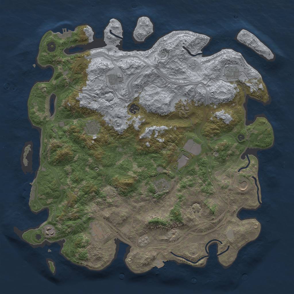 Rust Map: Procedural Map, Size: 4500, Seed: 54213, 19 Monuments