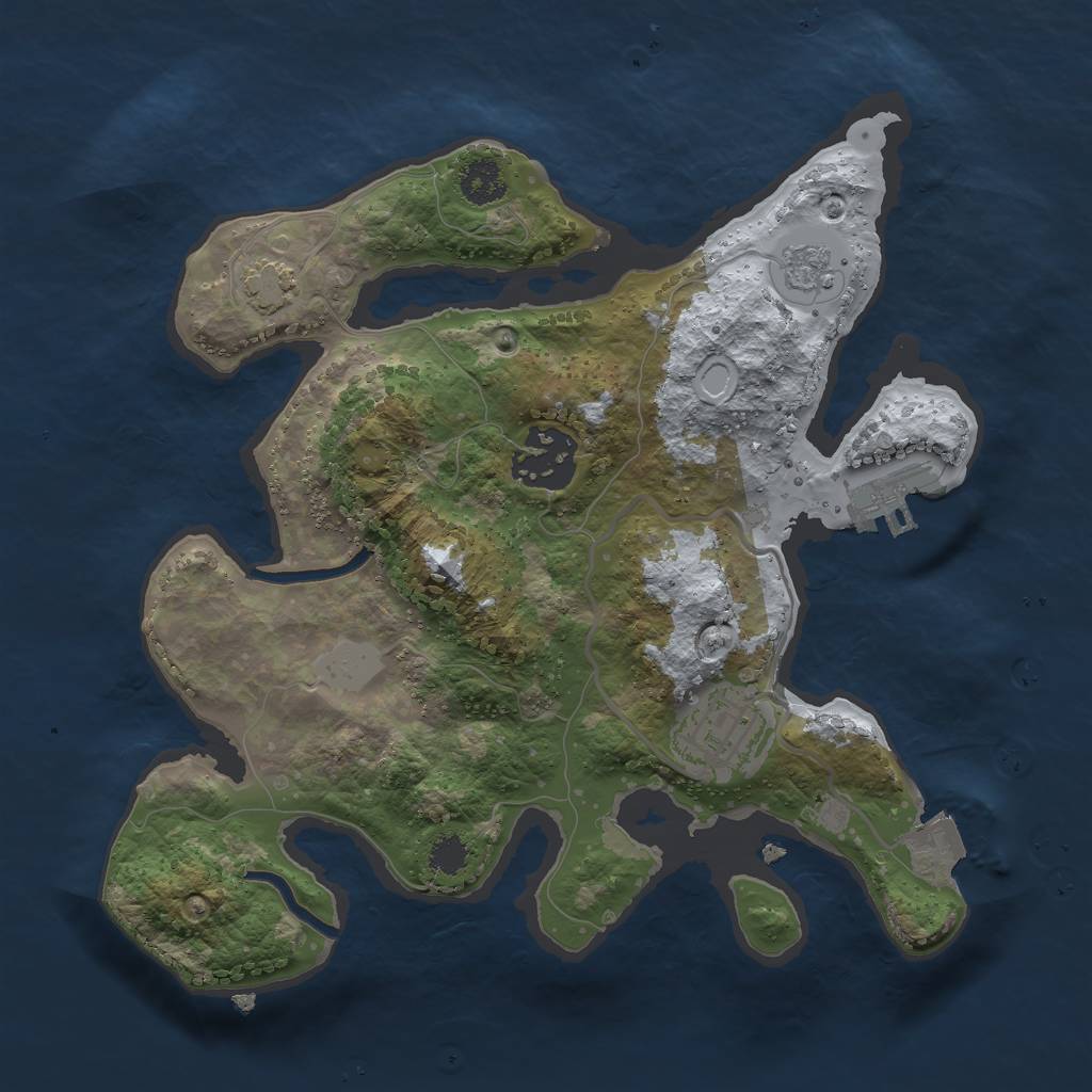 Rust Map: Procedural Map, Size: 2500, Seed: 1977453557, 8 Monuments