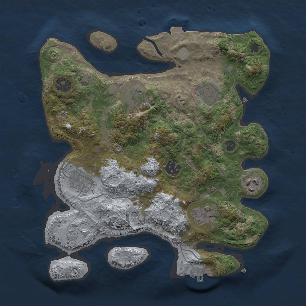 Rust Map: Procedural Map, Size: 3000, Seed: 1623472, 13 Monuments