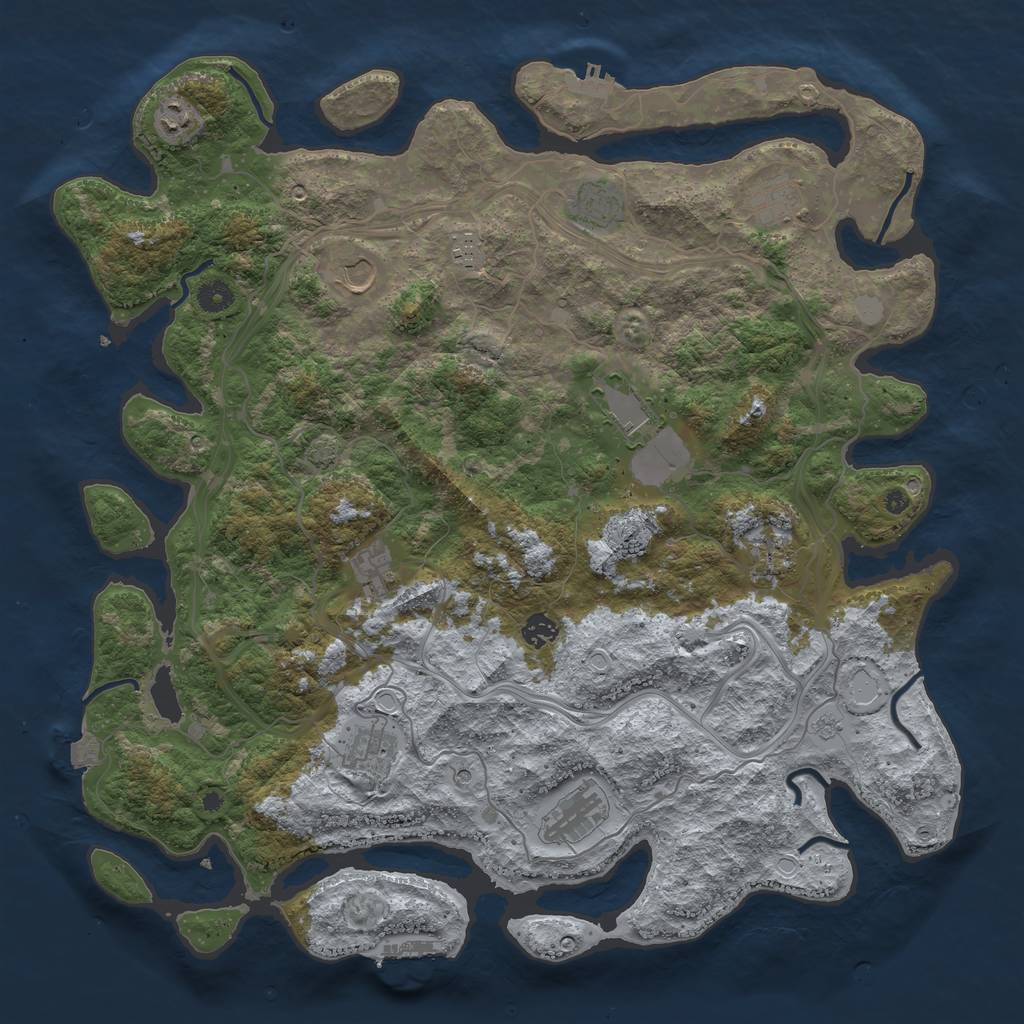 Rust Map: Procedural Map, Size: 4500, Seed: 1698687037, 19 Monuments