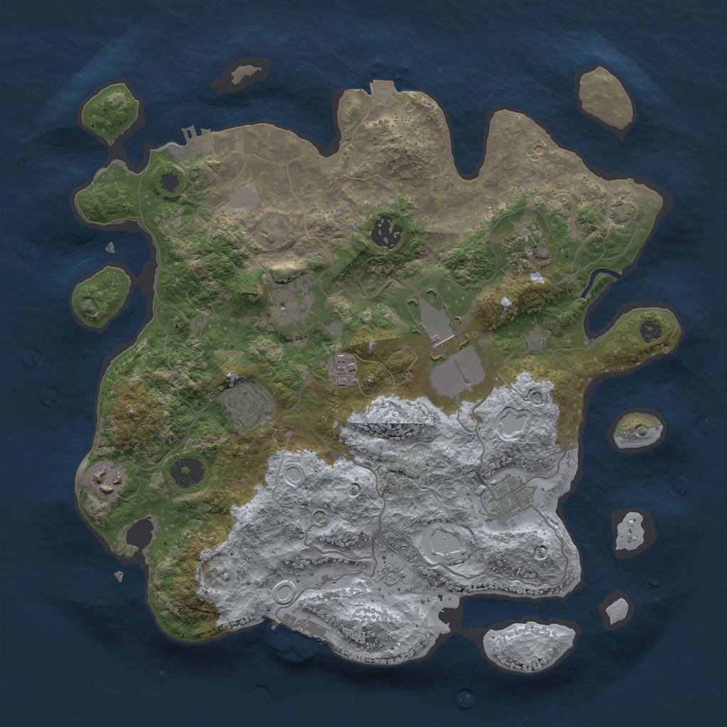 Rust Map: Procedural Map, Size: 3500, Seed: 345622345, 16 Monuments