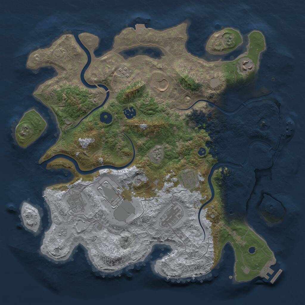 Rust Map: Procedural Map, Size: 3750, Seed: 1554203906, 14 Monuments