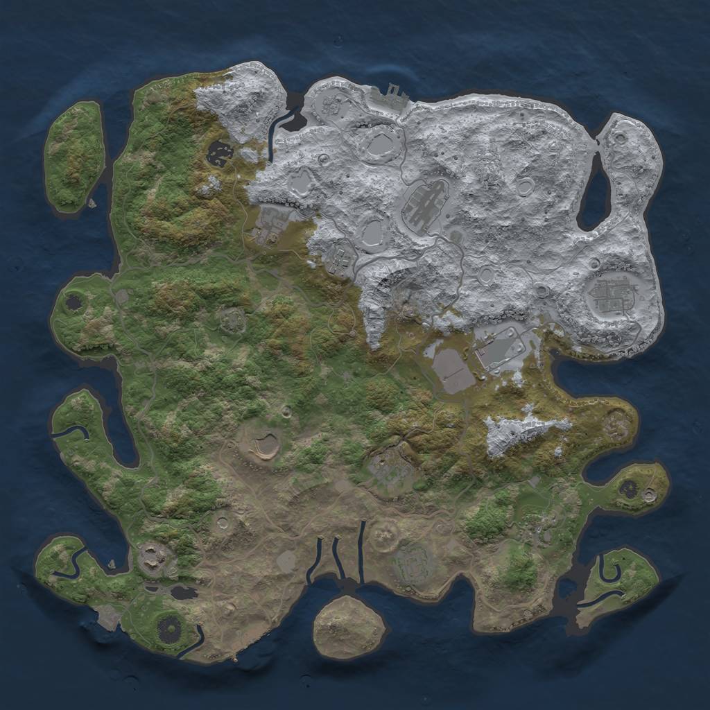 Rust Map: Procedural Map, Size: 4096, Seed: 137871025, 19 Monuments