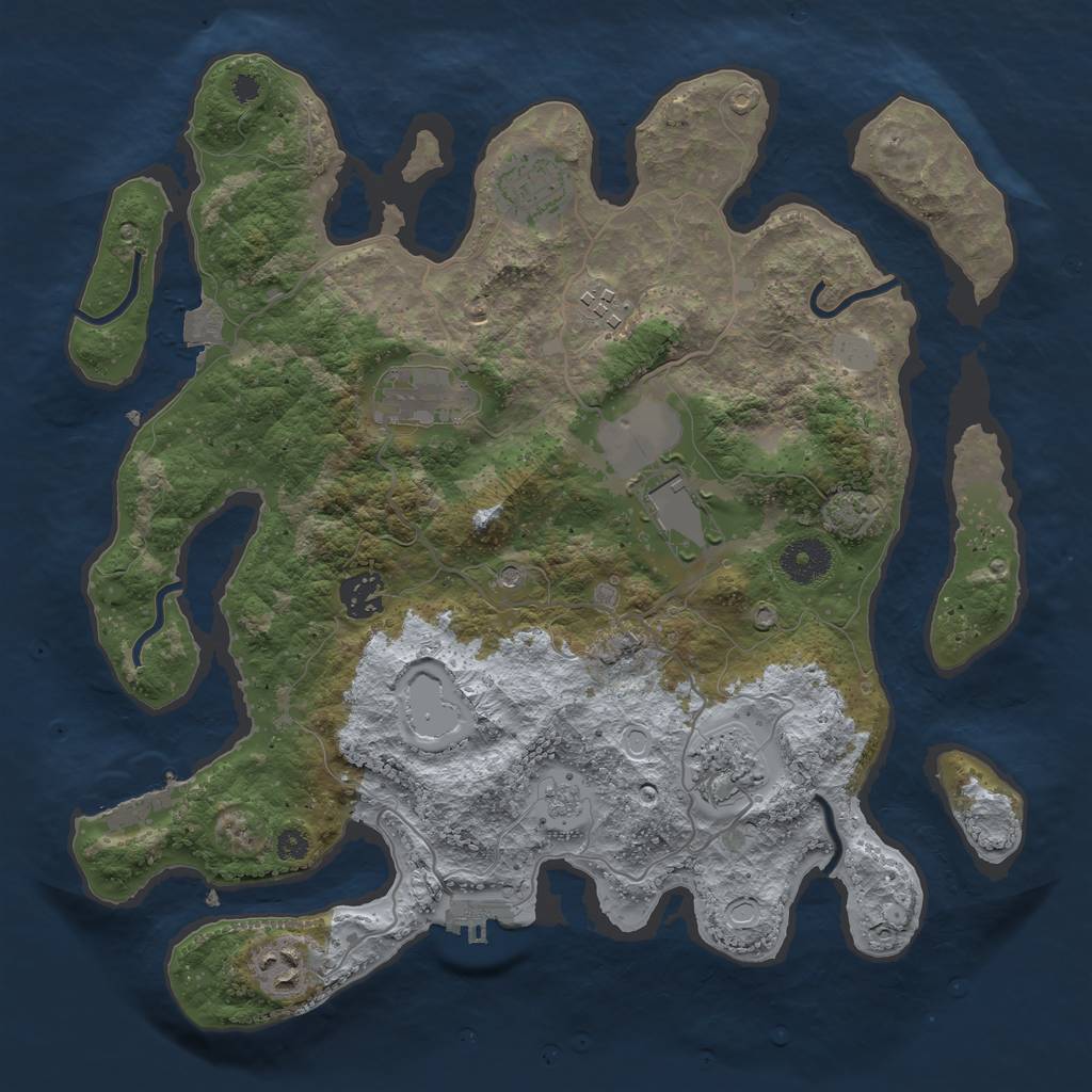 Rust Map: Procedural Map, Size: 3500, Seed: 1786558106, 15 Monuments