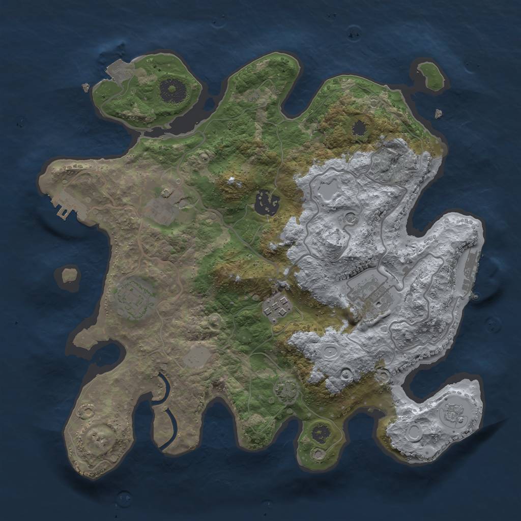 Rust Map: Procedural Map, Size: 3000, Seed: 913122560, 13 Monuments