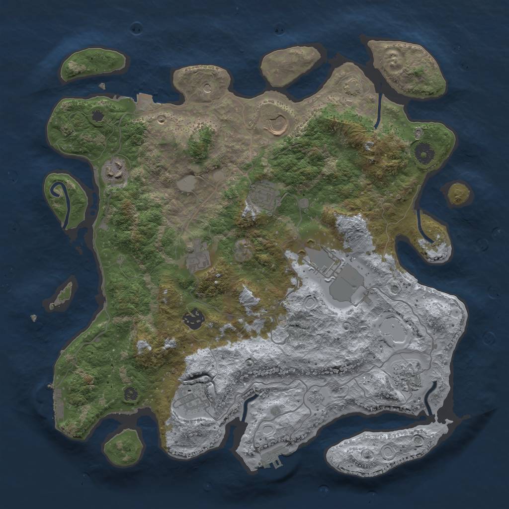Rust Map: Procedural Map, Size: 3750, Seed: 75853142, 16 Monuments