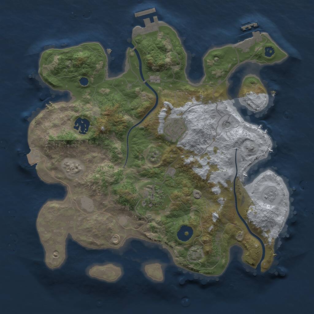 Rust Map: Procedural Map, Size: 3000, Seed: 1408511, 9 Monuments