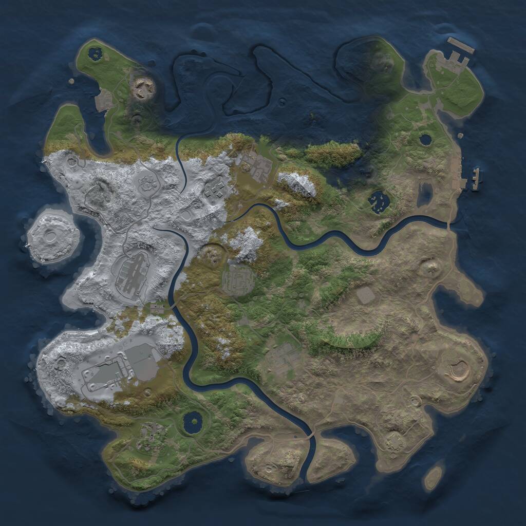 Rust Map: Procedural Map, Size: 3750, Seed: 2129592419, 16 Monuments