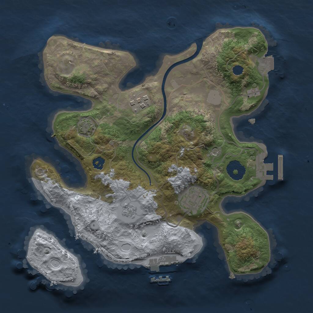 Rust Map: Procedural Map, Size: 2500, Seed: 123453416, 8 Monuments