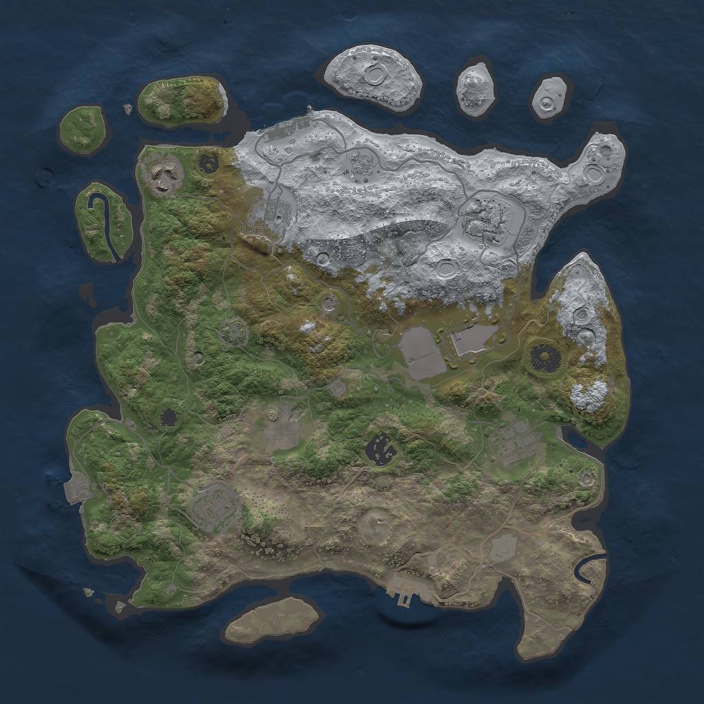 Rust Map: Procedural Map, Size: 3500, Seed: 1505466393, 16 Monuments