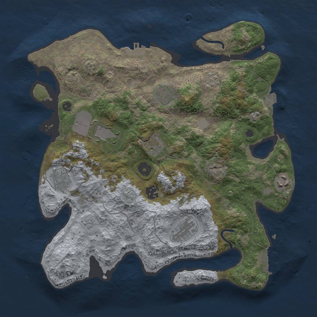 Rust Map: Procedural Map, Size: 3500, Seed: 648237, 16 Monuments