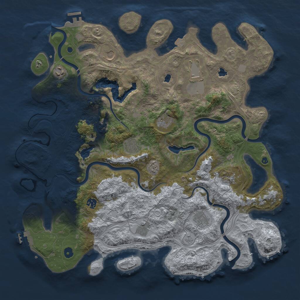 Rust Map: Procedural Map, Size: 4500, Seed: 842812630, 16 Monuments