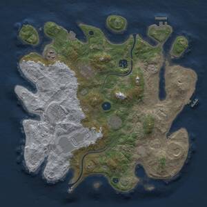 Thumbnail Rust Map: Procedural Map, Size: 3500, Seed: 1372141937, 14 Monuments