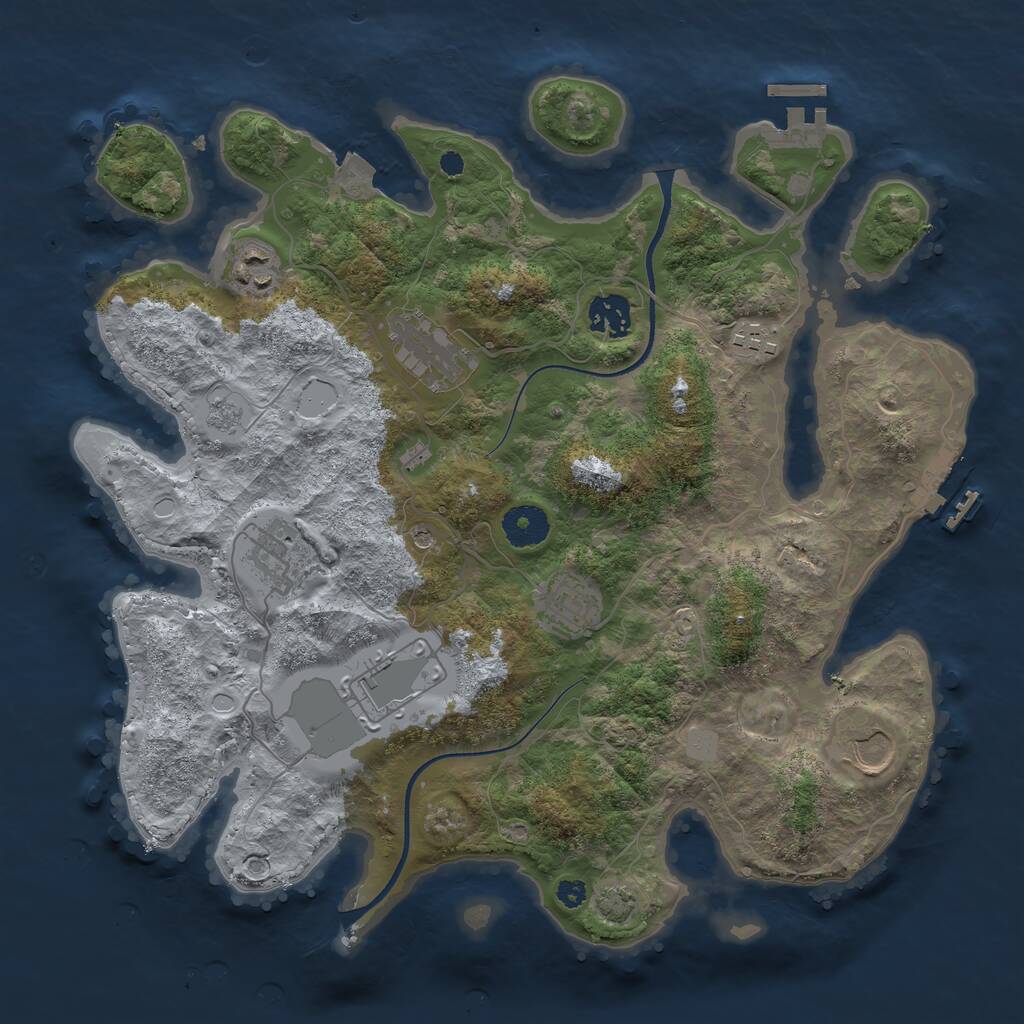 Rust Map: Procedural Map, Size: 3500, Seed: 1372141937, 14 Monuments
