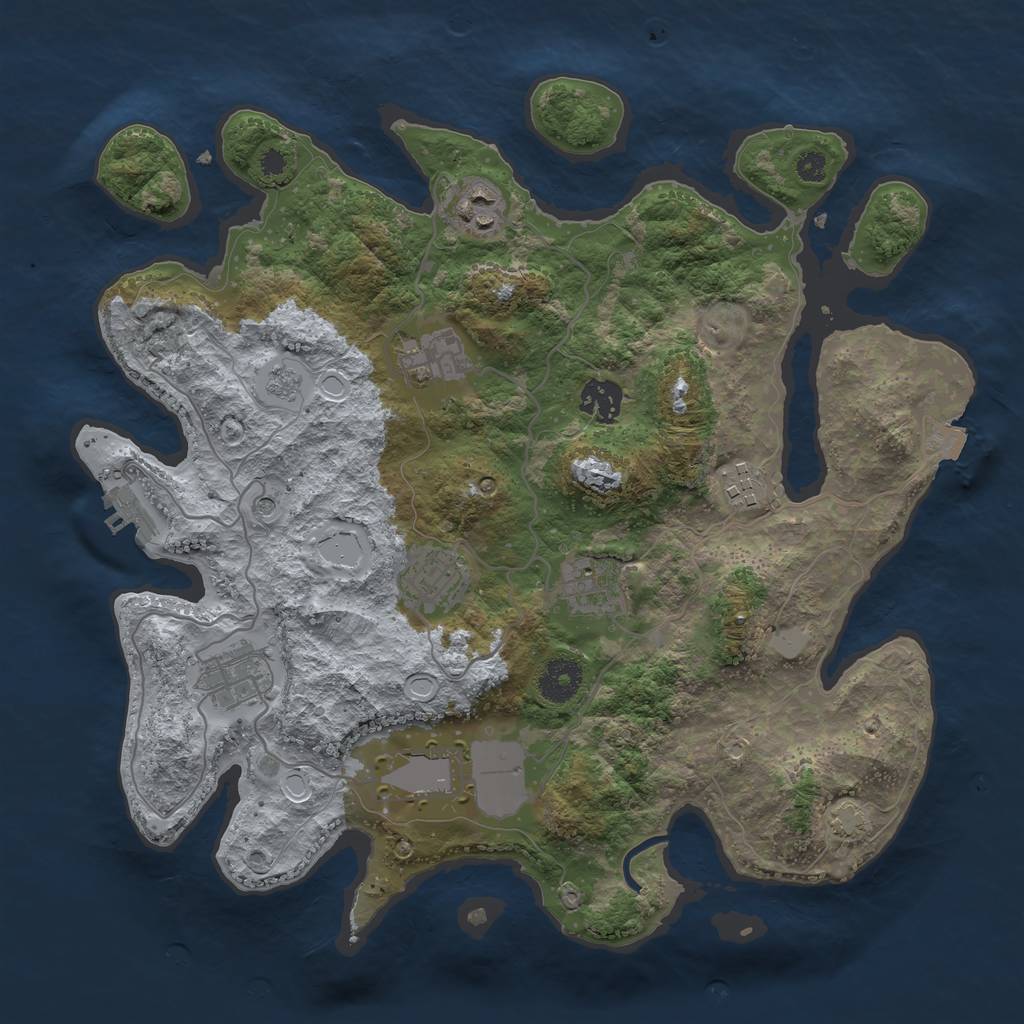 Rust Map: Procedural Map, Size: 3500, Seed: 1372141937, 15 Monuments