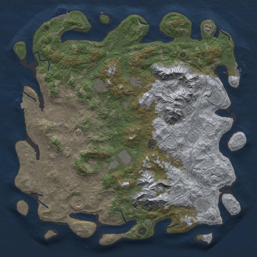 Rust Map: Procedural Map, Size: 5000, Seed: 122896173, 19 Monuments