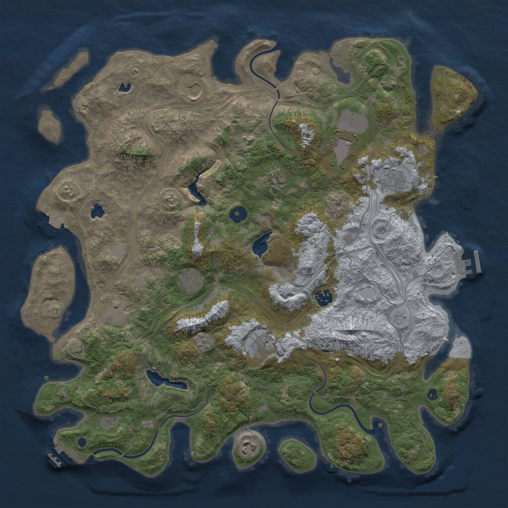 Rust Map: Procedural Map, Size: 4500, Seed: 200928110, 16 Monuments