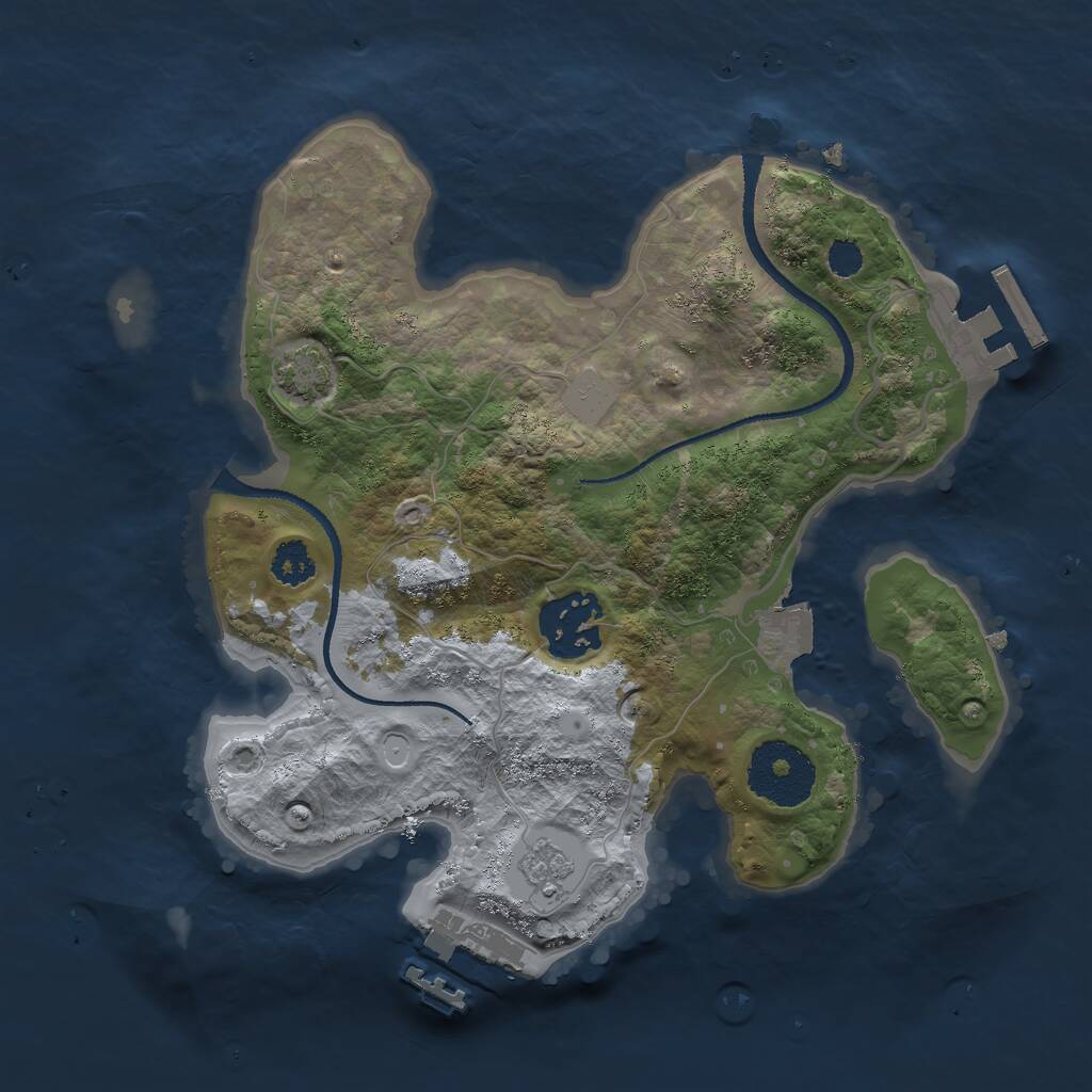 Rust Map: Procedural Map, Size: 2500, Seed: 1873207547, 6 Monuments