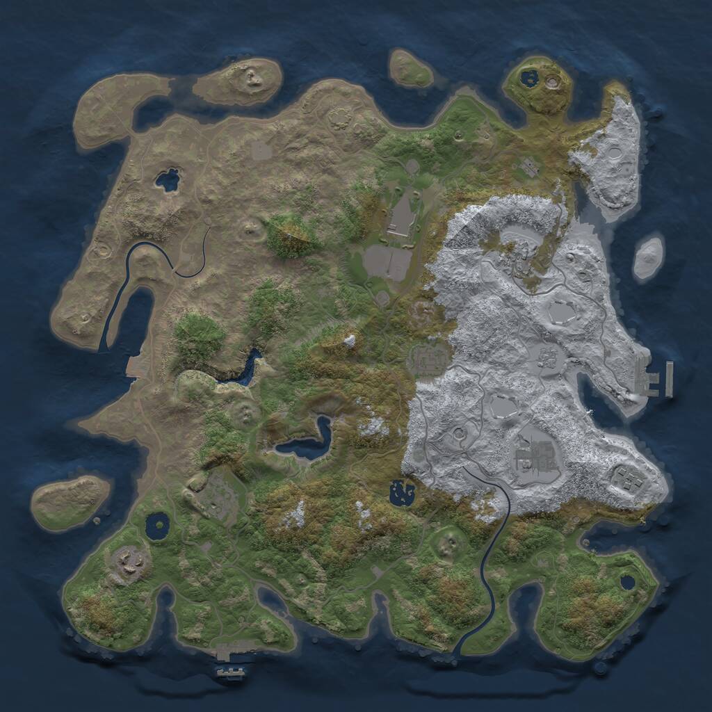 Rust Map: Procedural Map, Size: 4000, Seed: 51200, 14 Monuments