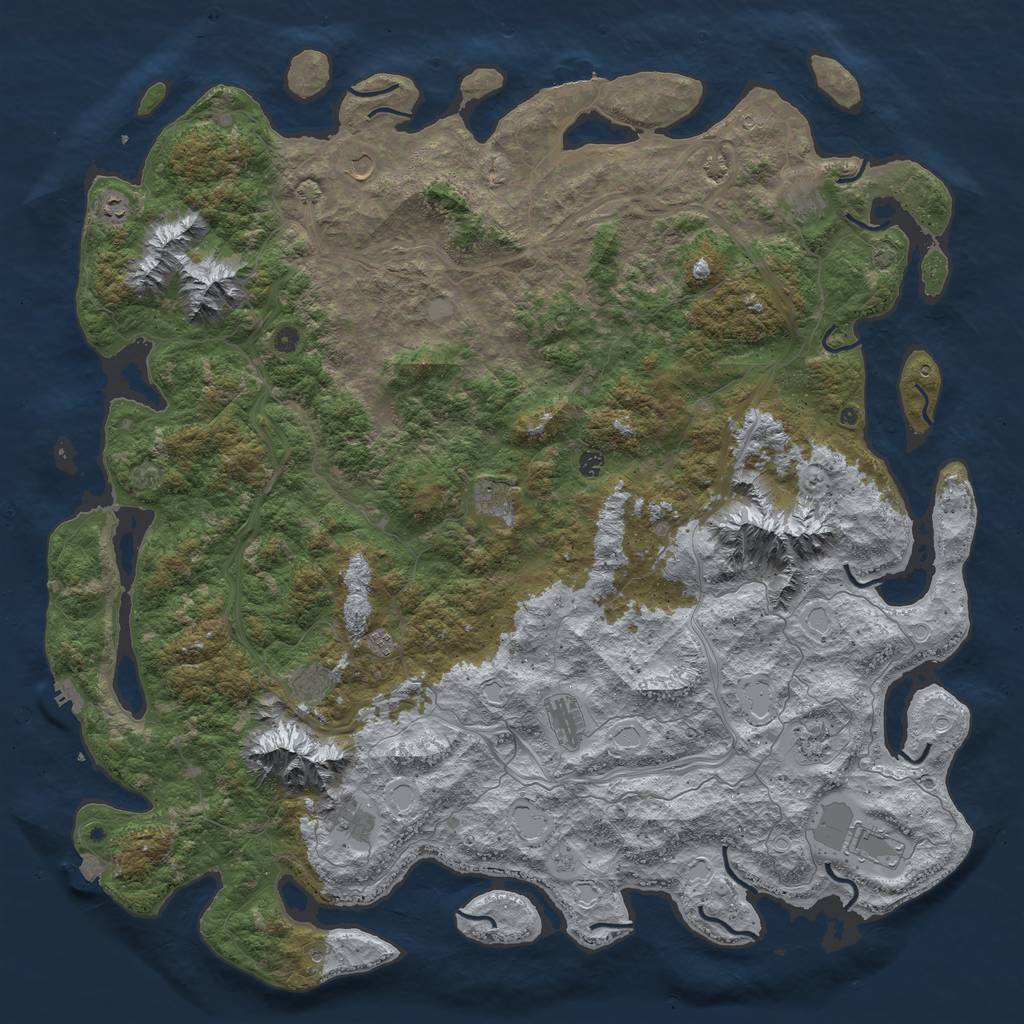 Rust Map: Procedural Map, Size: 6000, Seed: 50034, 19 Monuments