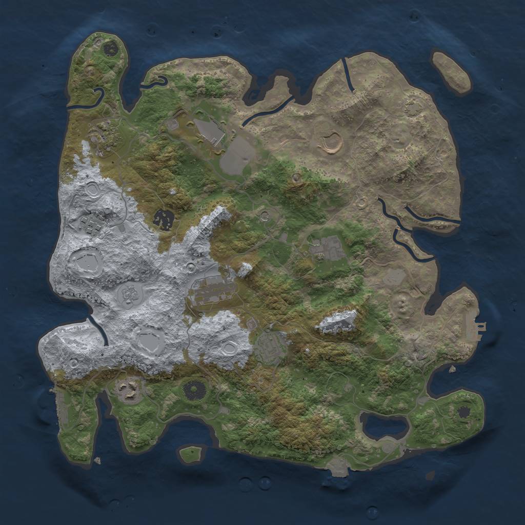 Rust Map: Procedural Map, Size: 3700, Seed: 85903141, 17 Monuments